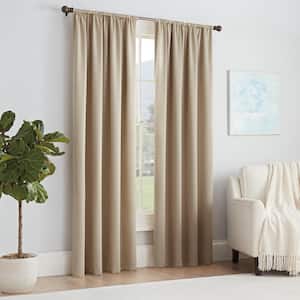 Thermapanel Taupe Solid Polyester 54 in. W x 84 in. L Room Darkening Single Rod Pocket Curtain Panel