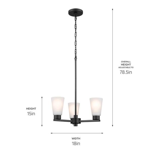 Kichler Stamos 3-Light Black Transitional Chandelier