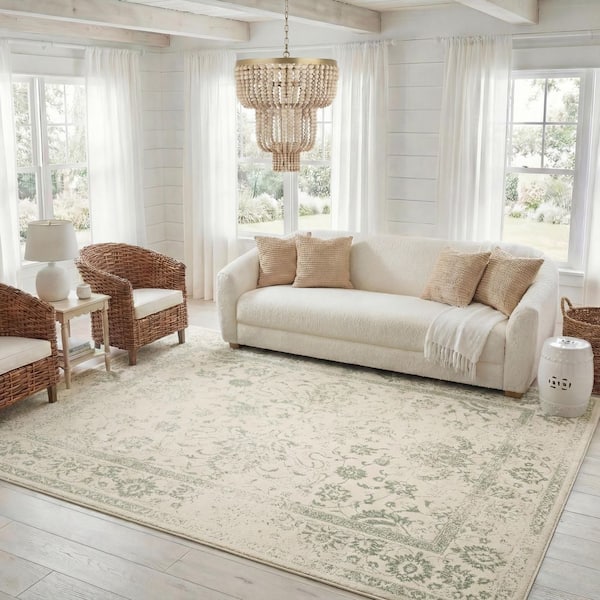 Adirondack Ivory/Sage 8 ft. x 10 ft. Border Area Rug