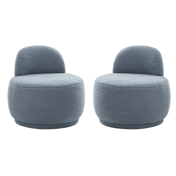 ARTFUL LIVING DESIGN Franco Blue Upholstered Sherpa Contemporary Side Chair（LYSN20331-S2）