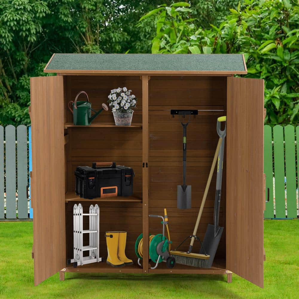 56 in. L x 19.5 in. W x 64 in. H Wood Outdoor Storage Shed, Tool Storage Shed with Lockable Dooe Coverage Area 7 sq. ft