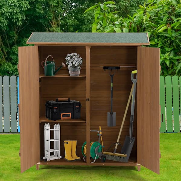 Unbranded 56 in. L x 19.5 in. W x 64 in. H Wood Outdoor Storage Shed, Tool Storage Shed with Lockable Dooe Coverage Area 7 sq. ft.