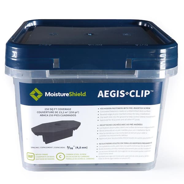 MoistureShield Hidden Fastener Deck Pack Aegis Clip WF (Includes Screws) Black (450 pcs) 250 Sq Ft 70220037