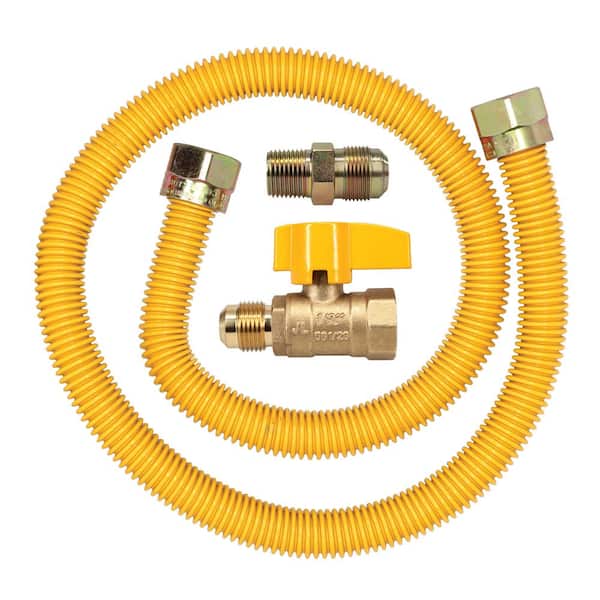 Cambridge 5/8 in. OD x 1/2 in. MIP x 1/2 in. FIP Ball Valve x 36 in. Stainless Steel Yellow Coated Gas Connector (125,000 BTU)