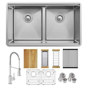 Siavonce Kitchen Sink Flying rain Waterfall Kitchen Sink Set 30x 18 304  Stainless Steel Sink with Pull Down Faucet DJ-ZX-W1225102390 - The Home  Depot