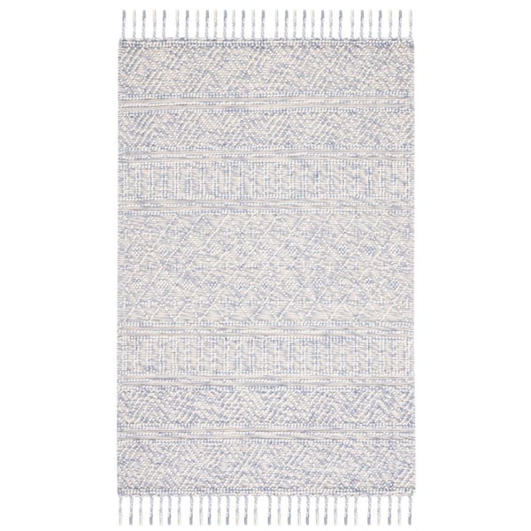 SAFAVIEH Natura 5 ft. x 8 ft. Gray/Ivory Diamond Striped Fringe Area ...