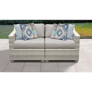 Fairmont 2-Piece Wicker Outdoor Sectional Loveseat with Beige Cushions