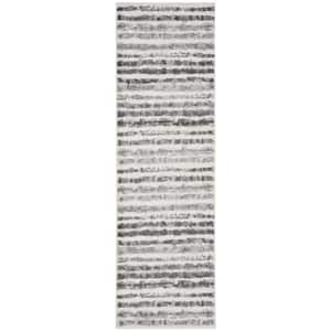 Adirondack Ivory/Charcoal 3 ft. x 10 ft. Striped Runner Rug