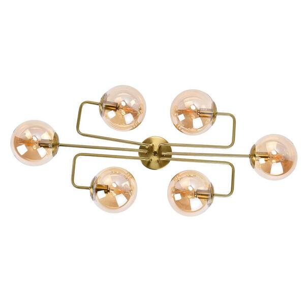 PAKOKULA 36.6 in. 6-Light Gold Sputnik Modern Linear Bubble