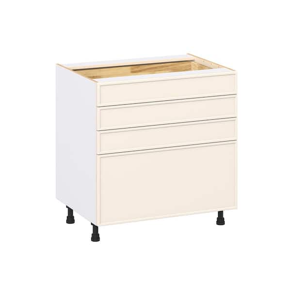 Fairview 33 in. Wx24 in. D x 34.5 in. H Assembled Slim Shaker Drawer Base Kitchen Cabinet in Washed Linen with 4-Drawers