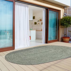 Braided Lagoon Breeze-White 6 ft. x 9 ft. Reversible Transitional Polypropylene Indoor/Outdoor Area Rug