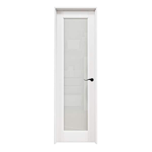 24 in. x 80 in. Left-Handed 1-Lite Frosted Glass White Solid Core Glass Assembly Required Single Interior Prehung Door