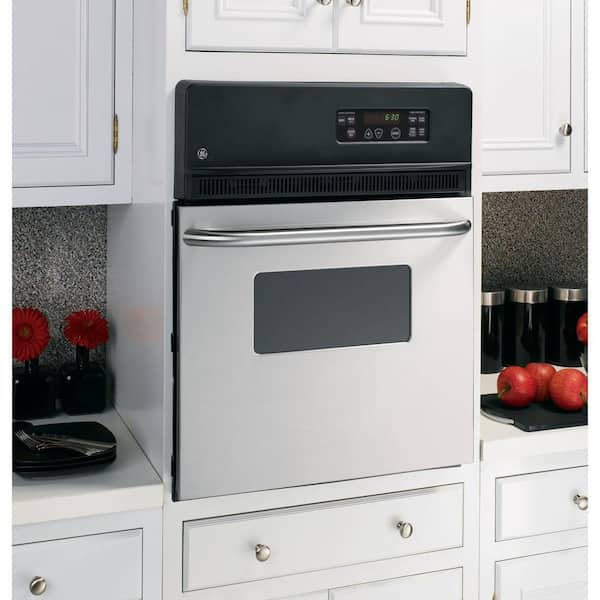Ge 24 In Single Electric Wall Oven Stainless Steel Jrs06skss The Home Depot - General Electric 24 Inch Wall Oven