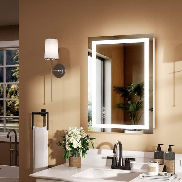 20 in. W x 28 in. H Rectangular Frameless LED Wall Mounted Bathroom Vanity Mirror