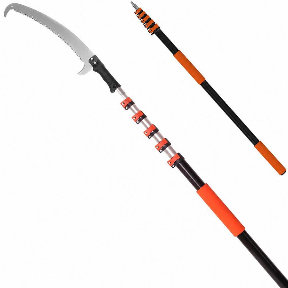 17 in. Carbon Steel Blade Pruning Saw with 5-24FT Telescoping Pole, Dual Locking System, Manual Tree Trimmer Tool