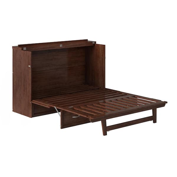 AFI Vivian Burnt Amber Brown Solid Wood Frame Queen Murphy Bed Chest with Built-in Charging Station