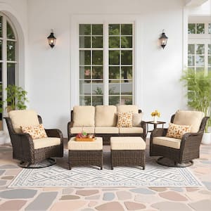 XIZZI Moonlight Gray 6-Piece Wicker Patio Conversation Seating