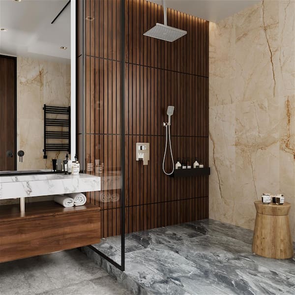 3-Spray Patterns with 1.8 GPM 12 in. Rainfall Shower Head Ceiling Mount Dual Shower Heads in Chrome