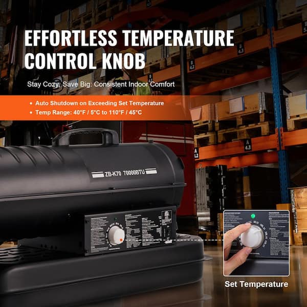 SVOPES Kerosene Forced Air Heater 70000 BTU Black Kerosene Tank