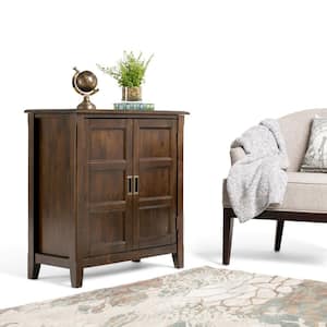 Burlington Solid Wood 30 in. Wide Transitional Low Storage Cabinet in Mahogany Brown