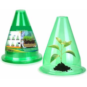 12 Pcs 7.8"D x 9.4"H Plant Protector Green Clear Cover to protect plants from birds, slugs, frost or weather