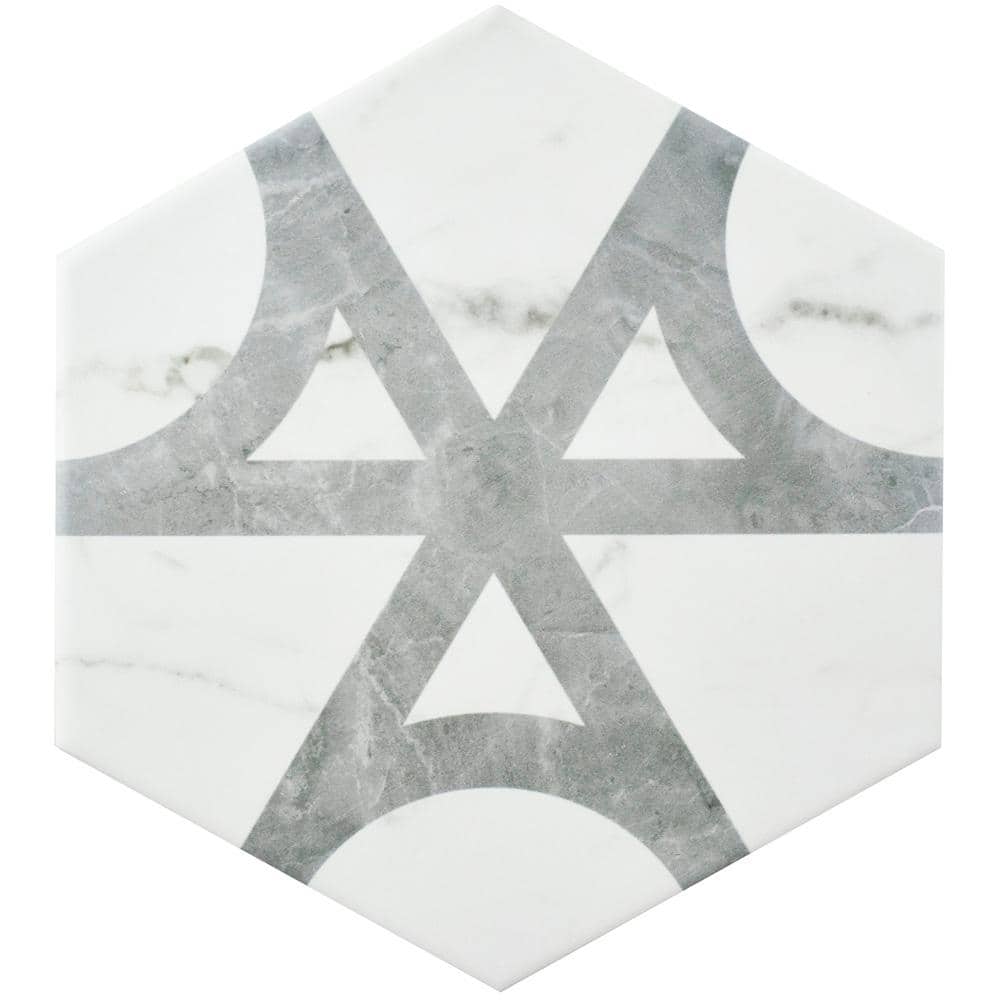 Classico Carrara Hexagon Flow 7 in. x 8 in. Porcelain Floor and Wall Take Home Tile Sample price history on PriceWatchPro
