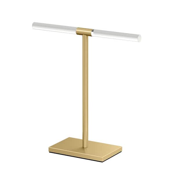 Modern Rectangle Base Countertop 10.5 in. Freestanding Hand Towel Bar Holder in Crystal Clear Acrylic/Brushed Brass