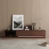 FUFU&GAGA Brown Wooden Grain TV Stand Entertainment Center Fits TV's up to 90 in, with 2-Open Shelf and 2-Drawer L-THD-520024-01