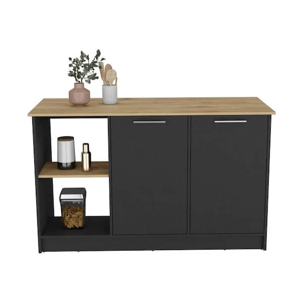 Particle Board 59.0 in. Kitchen Island with Shelf