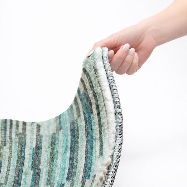 Dream Shag Premium Machine Washable Abstract ADS114 Turquoise 2 ft. x 3 ft. Accent Rug