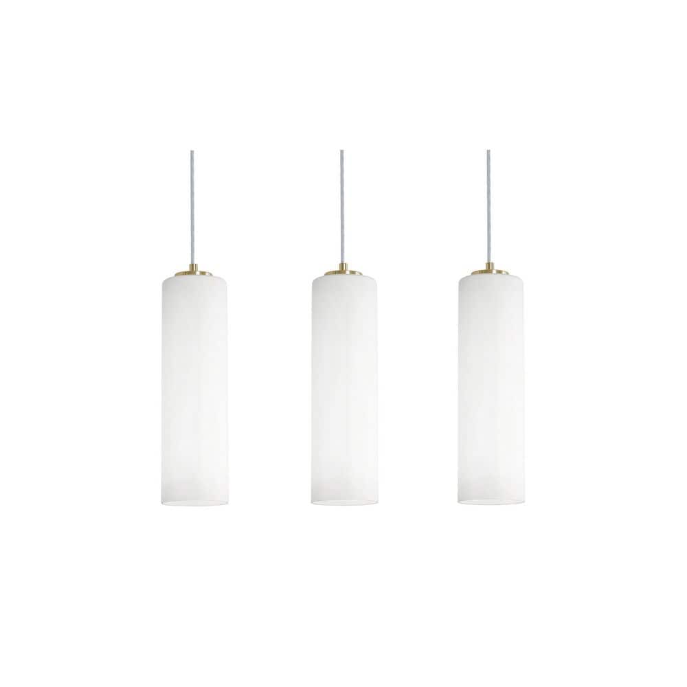Leo Light Antique Brass 3-Light Glass Cylinder Pendant