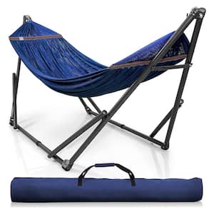 8.88 ft. Double Hammock with Adjustable Stand and Bag in Aegean