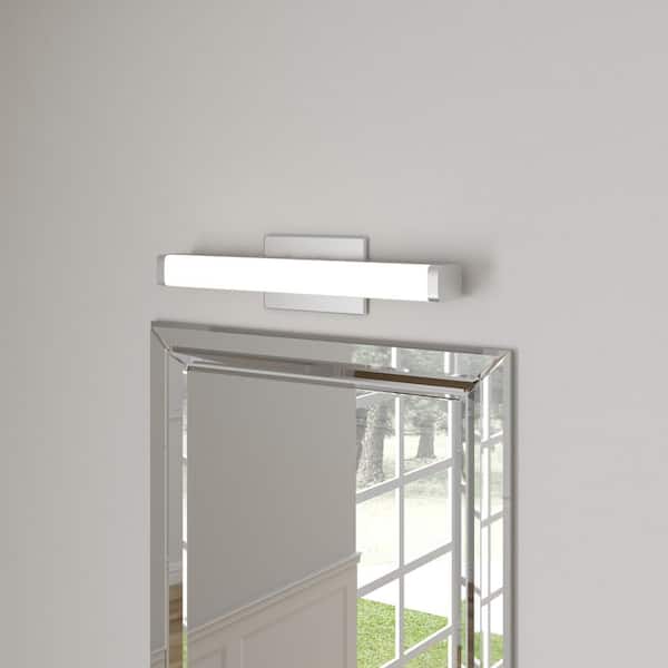 Lithonia Lighting FMVCSLS 2 ft. Chrome LED Selectable Color Temperature 3000/3500/4000K Dimmable LED Contemporary Square Vanity Light