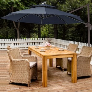 9 ft. 2-Tier Height Adjustable Patio Cantilever Umbrella with Cover in Navy