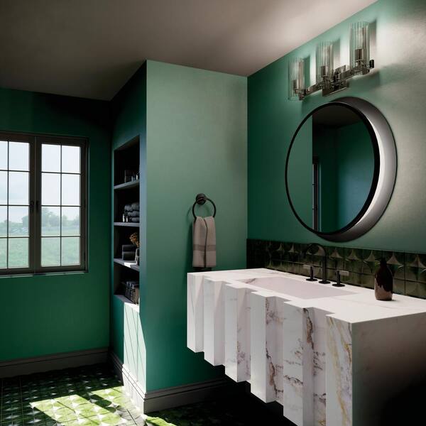 KICHLER Jemsa 22.75 in. 3-Light Polished Nickel Soft Modern Bathroom Vanity Light with Clear Fluted Glass