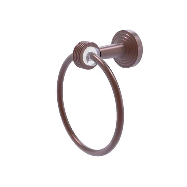 Allied Brass Pacific Beach Wall Mounted Towel Ring with Groovy Accents in Antique Copper