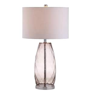 Juliette 26.5 in. Smoked Gray Glass/Metal LED Table Lamp