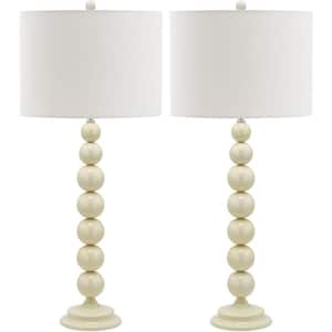 Jenna 31 in. White Stacked Ball Table Lamp with Off-White Shade (Set of 2)