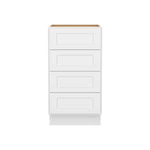 Easy-DIY 18-in W x 24-in D x 34.5-in H in Shaker White Ready to Assemble Drawer Base Kitchen Cabinet With 4-Drawers