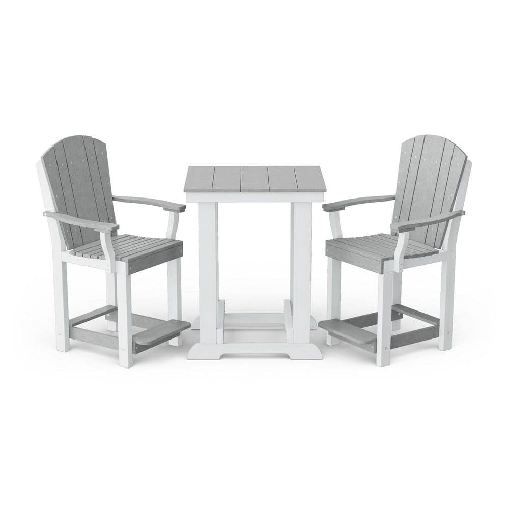 Heritage 3-Piece Light Gray and White HDPE Plastic Outdoor Patio Counter Set price history on PriceWatchPro