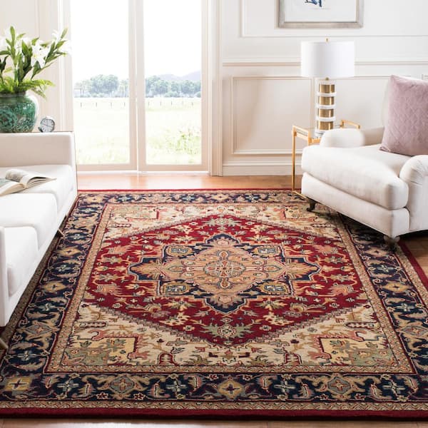 Heritage Red 8 ft. x 10 ft. Border Floral Medallion Area Rug
