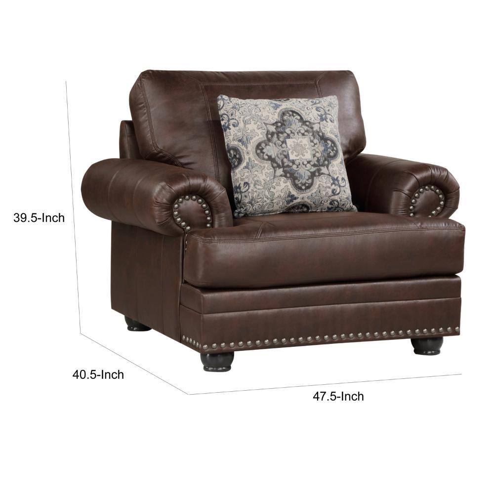 Rich Brown Microfiber Accent Chair with Nailhead Trim