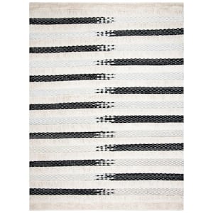 Natura Ivory/Black 8 ft. x 10 ft. Distressed Striped Area Rug