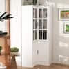 FUFU&GAGA 78.9 in. White Wood 5-Shelf Corner Bookcase
