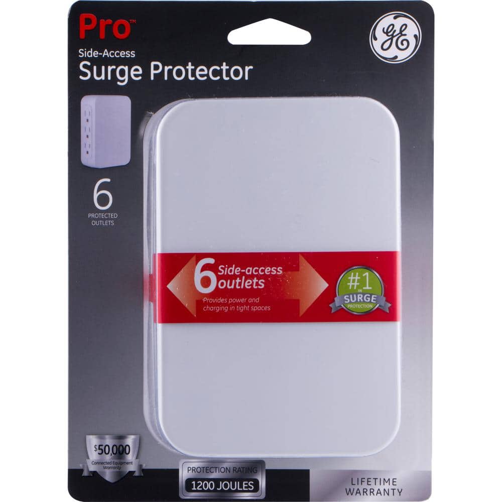 White 6-Outlet Side-Access Surge Protector Wall Tap