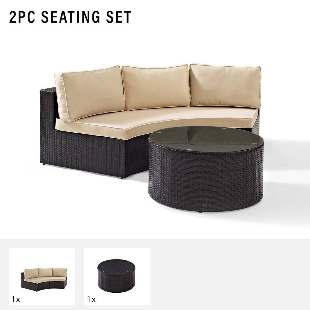 Catalina Classic Cream Outdoor Wicker 3-Person Sectional Sofa Set
