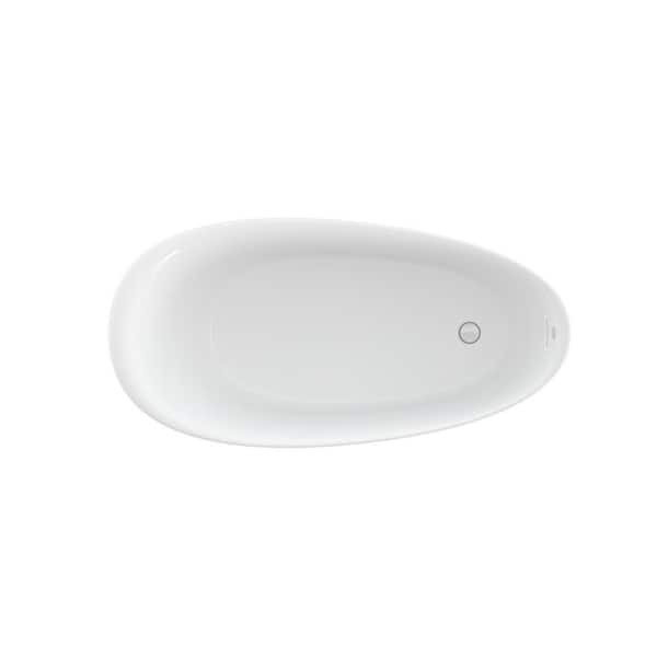 Johanna 59 in. x 30 in. Acrylic Flatbottom Freestanding Soaking Bathtub in White Johanna 59 in. x 30 in. Acrylic Flatbottom Freestanding Soaking Bathtub in White