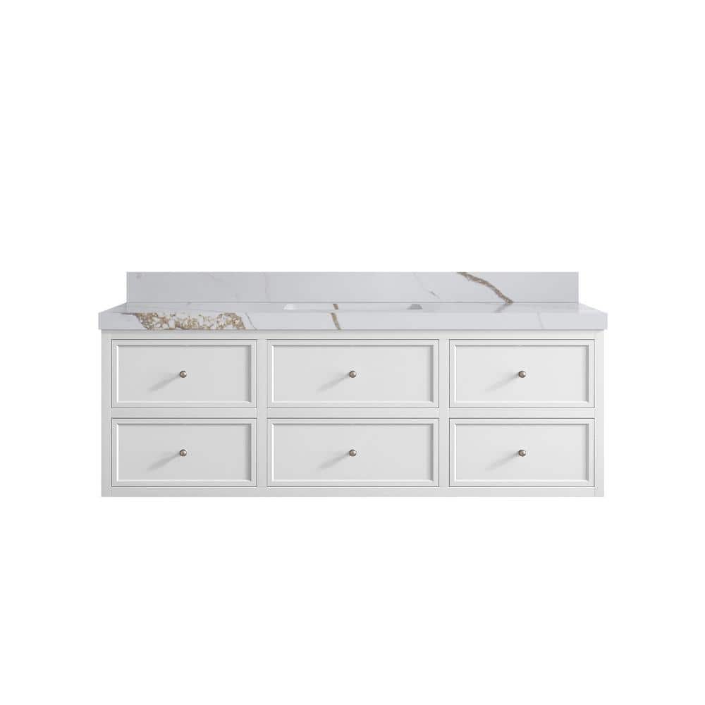 Willow Collections Roswell Floating 60 in. Single Sink Freestanding ...