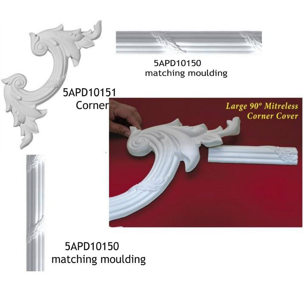 6-inch White Polyurethane Floral Panel Moulding Sample