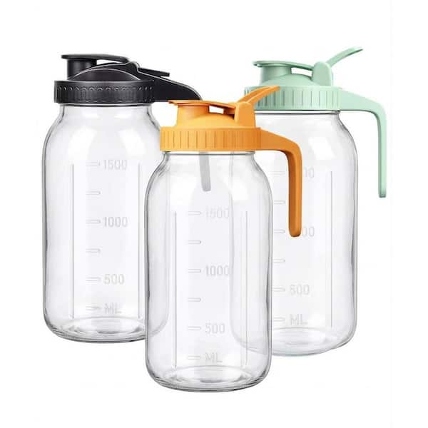 KHKFY 64 oz. Mason Jar Pitcher with Lid Spout Filter 2 qt. Heavy
